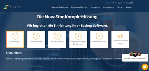 BU_NovaStor Webseite für NovaStor DataCenter